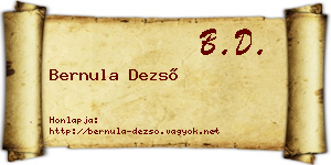 Bernula Dezső névjegykártya